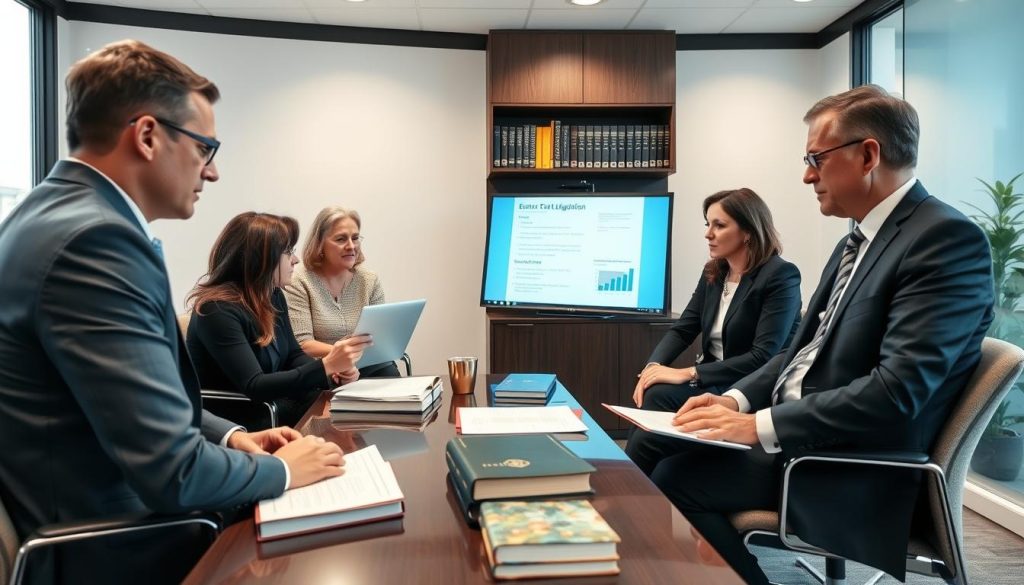 Estate litigation team meeting with clients