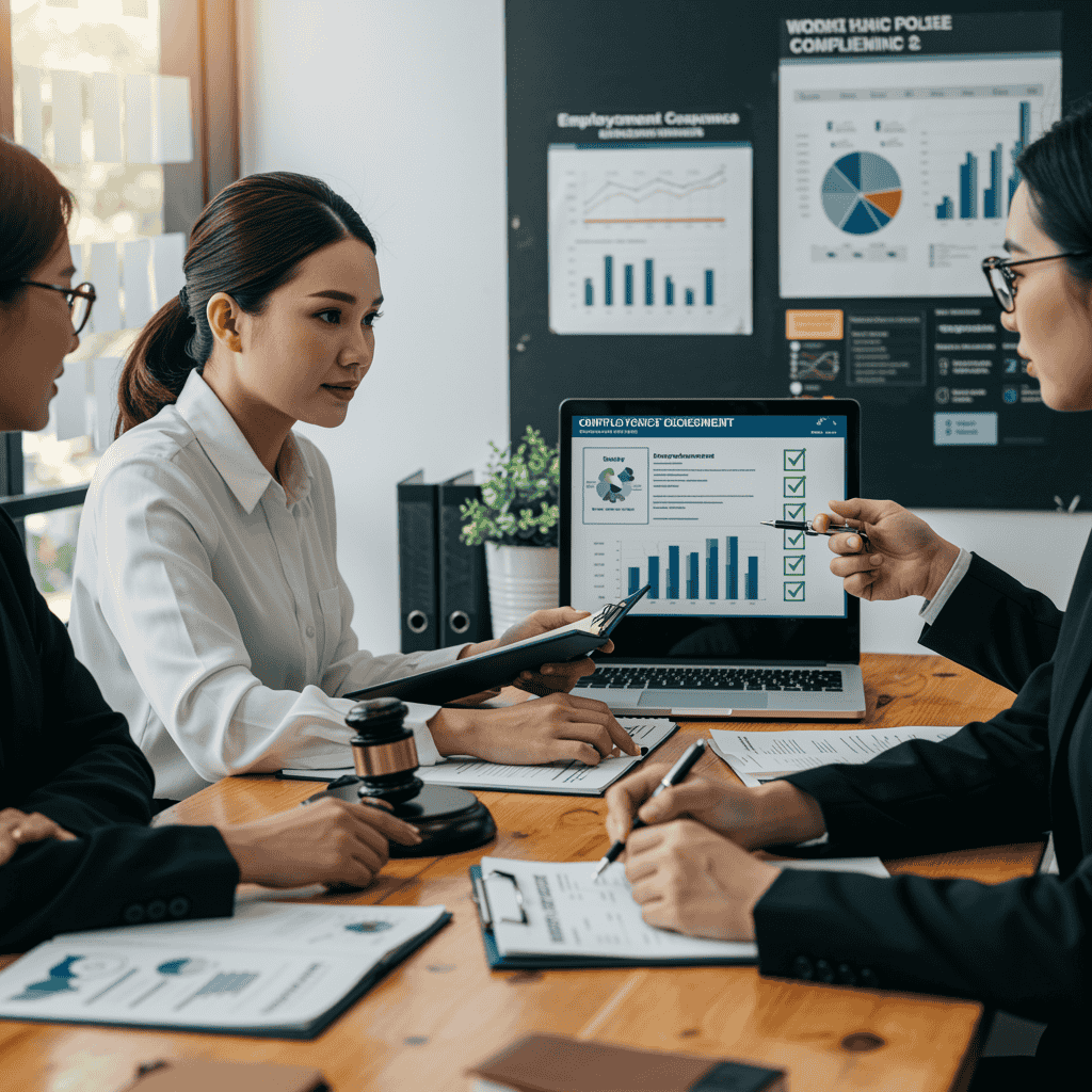 Human resource lawyer discussing with the employee